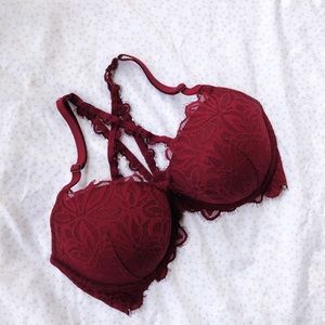 PINK Maroon Lace Bra 36DD